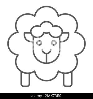 Sheep thin line icon, wool and animal, lamb sign, vector graphics, a linear pattern on a white background, eps 10. Stock Vector
