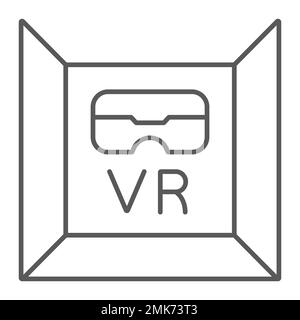 VR room thin line icon, gaming and technology, virtual reality space sign, vector graphics, a linear pattern on a white background, eps 10. Stock Vector