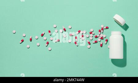 top view minimal medicinal pills assortment. High resolution photo Stock Photo