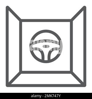 Driving simulator line icon, gaming and drive, steering wheel sign, vector graphics, a linear pattern on a white background, eps 10. Stock Vector