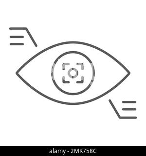 Eyetap thin line icon, sensor and innovation, eye tracking sign, vector graphics, a linear pattern on a white background, eps 10. Stock Vector