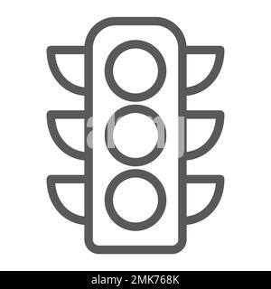 Traffic light line icon, regulation and traffic, stoplight sign, vector graphics, a linear pattern on a white background, eps 10. Stock Vector