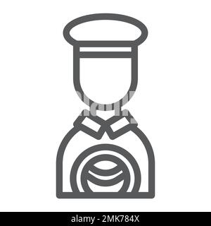 Taxi driver line icon, person and car, cab driver sign, vector graphics, a linear pattern on a white background, eps 10. Stock Vector