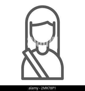 Passenger line icon, human and taxi, girl sign, vector graphics, a linear pattern on a white background, eps 10. Stock Vector
