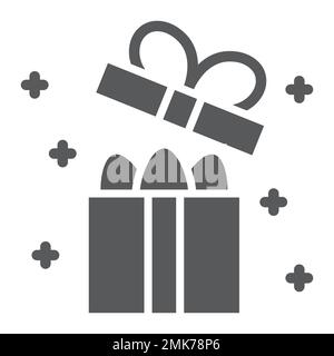 Easter gift box glyph icon, present and easter, eggs in package sign, vector graphics, a solid pattern on a white background, eps 10. Stock Vector