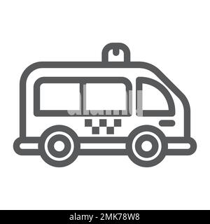 Mini bus line icon, automobile and car, minivan sign, vector graphics, a linear pattern on a white background, eps 10. Stock Vector