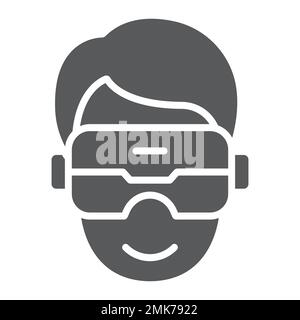 VR headset glyph icon, game and technology, virtual reality mask sign, vector graphics, a solid pattern on a white background, eps 10. Stock Vector
