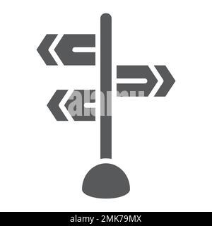Signpost glyph icon, direction and sign, guidepost sign, vector graphics, a solid pattern on a white background, eps 10. Stock Vector