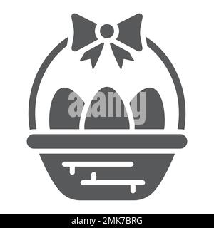 Easter eggs in basket glyph icon, decoration and easter, easter hamper sign, vector graphics, a solid pattern on a white background, eps 10. Stock Vector