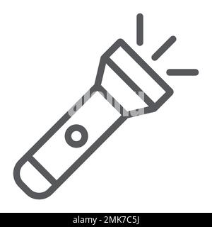 Flashlight line icon, light and lamp, torch sign, vector graphics, a linear pattern on a white background, eps 10. Stock Vector