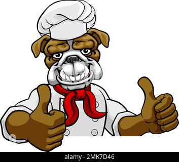 Bulldog Chef Mascot Sign Cartoon Stock Vector