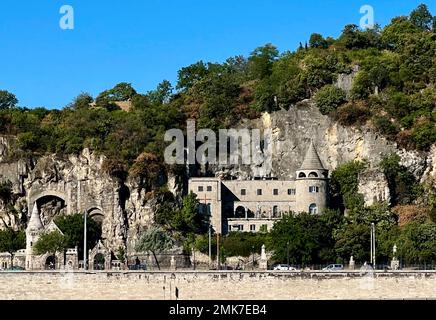 Fishermens Bastion on the Buda side of Budapest Hungary. Old castle has been rebuilt with towers and arches as National Heritage site. Stock Photo