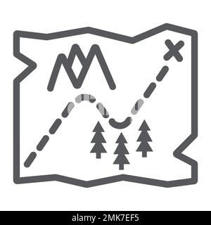 Map line icon, travel and navigation, paper map sign, vector graphics, a linear pattern on a white background, eps 10. Stock Vector