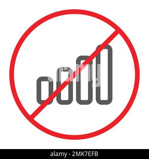 No signal line icon, prohibited and ban, no connection sign, vector graphics, a linear pattern on a white background, eps 10. Stock Vector