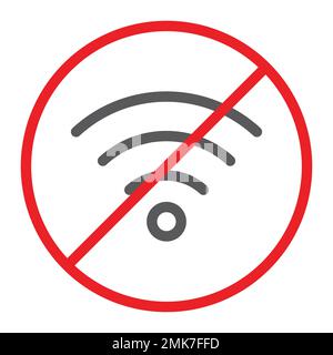 No wifi line icon, prohibited and ban, internet forbidden sign, vector graphics, a linear pattern on a white background, eps 10. Stock Vector