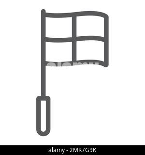 Referee flag line icon, soccer and sport, football flag sign, vector graphics, a linear pattern on a white background, eps 10. Stock Vector