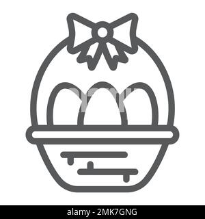 Easter eggs in basket line icon, decoration and easter, easter hamper sign, vector graphics, a linear pattern on a white background, eps 10. Stock Vector