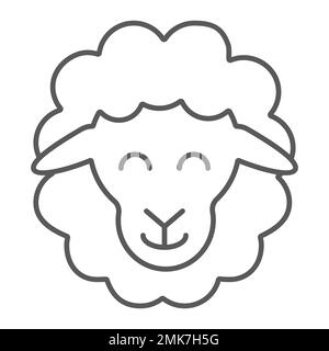 Sheep thin line icon, animal and rural, lamb sign, vector graphics, a linear pattern on a white background, eps 10. Stock Vector