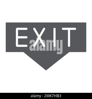 Exit glyph icon, emergency and doorway, evacuation sign, vector graphics, a solid pattern on a white background, eps 10. Stock Vector