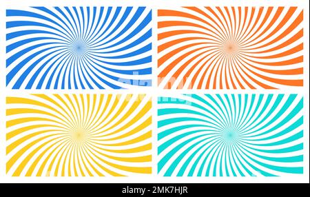 Radial Sunburst Wide Background Colorful Vector Set Stock Vector