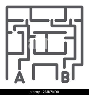 Evacuation plan line icon, evacuate and emergency, fire escape plan sign, vector graphics, a linear pattern on a white background, eps 10. Stock Vector