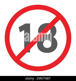 No under eighteen sign logo sign vector outline in black and white ...