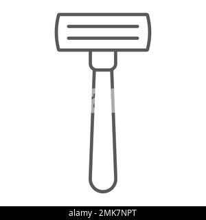 Razor thin line icon, barber and blade, shaver sign, vector graphics, a linear pattern on a white background, eps 10. Stock Vector