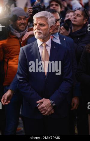 Czech President Petr Pavel, right, attends the Berlin Global Dialogue ...