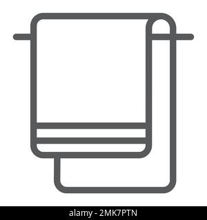 Towel line icon, bathroom and spa, textile sign, vector graphics, a linear pattern on a white background, eps 10. Stock Vector
