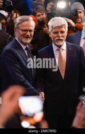 Czech President Petr Pavel, right, attends the Berlin Global Dialogue ...