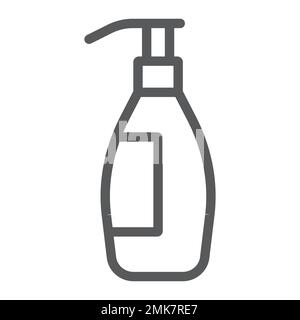 Shampoo line icon, container and beauty, bottle sign, vector graphics, a linear pattern on a white background, eps 10. Stock Vector