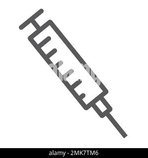 Syringe line icon, medicine and injection, needle sign, vector graphics, a linear pattern on a white background, eps 10. Stock Vector