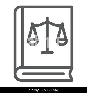 Law book line icon, justice and law, book with libra sign, vector graphics, a linear pattern on a white background, eps 10. Stock Vector