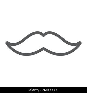 Mustache line icon, barber and hairstyle, moustache sign, vector graphics, a linear pattern on a white background, eps 10. Stock Vector