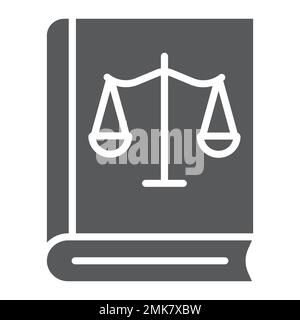 Law book glyph icon, justice and law, book with libra sign, vector graphics, a solid pattern on a white background, eps 10. Stock Vector