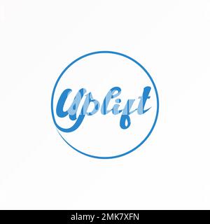 Letter or word UPLIFT writing font in circle with arrow up image graphic icon logo design abstract concept vector stock lettering or wordmark Stock Vector