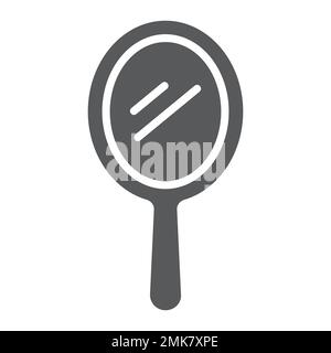 Hand mirror glyph icon, reflection and glass, portable mirror sign, vector graphics, a solid pattern on a white background, eps 10. Stock Vector
