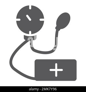 Tonometer glyph icon, medicine and health, measurement tool sign, vector graphics, a solid pattern on a white background, eps 10. Stock Vector
