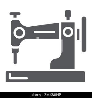 Sewing machine glyph icon, hobby and handcraft, household sign, vector graphics, a solid pattern on a white background, eps 10. Stock Vector