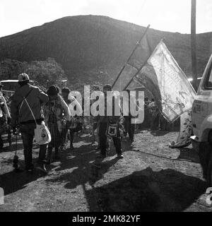 Atacama Plateau Desert Carnival Tradition Costume Latin America America animated Bolivian Bolivia custom crowded diverse carnival celebration Stock Photo