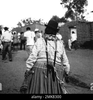 Atacama Plateau Desert Carnival Tradition Costume Latin America America animated Bolivian Bolivia custom crowded diverse carnival celebration Stock Photo