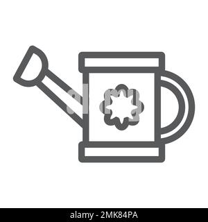 Watering can line icon, tool and gardening, pot sign, vector graphics, a linear pattern on a white background, eps 10. Stock Vector