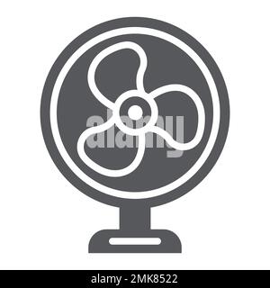Table fan glyph icon, propeller and electric, air cooler sign, vector graphics, a solid pattern on a white background, eps 10. Stock Vector