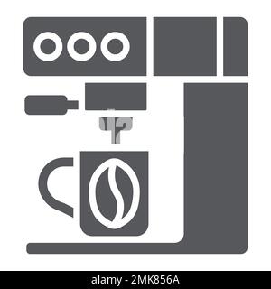 Coffee machine glyph icon, household and kitchen, coffee maker sign, vector graphics, a solid pattern on a white background, eps 10. Stock Vector