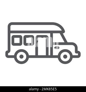 Motorhome line icon, transportation and auto, trailer sign, vector graphics, a linear pattern on a white background, eps 10. Stock Vector