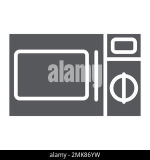 Microwave glyph icon, cooker and electronic, oven sign, vector graphics, a solid pattern on a white background, eps 10. Stock Vector
