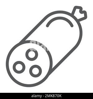 Salami line icon, food and meal, meat sign, vector graphics, a linear pattern on a white background, eps 10. Stock Vector