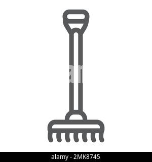 Rake line icon, agriculture and garden, instrument sign, vector graphics, a linear pattern on a white background, eps 10. Stock Vector