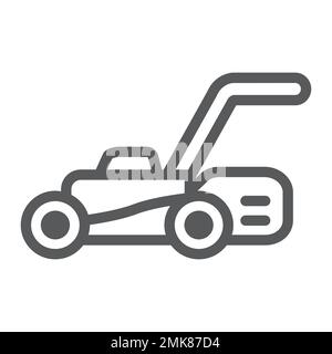 Lawn mover line icon, equipment and garden, cutter sign, vector graphics, a linear pattern on a white background, eps 10. Stock Vector