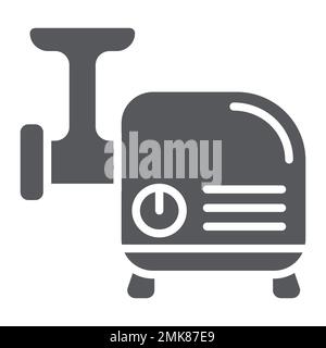 Meat grinder glyph icon, kitchen and utensil, chopper sign, vector graphics, a solid pattern on a white background, eps 10. Stock Vector